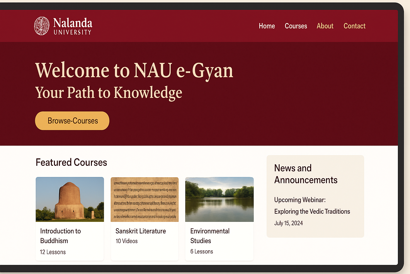 NAU e-gyan Portal Screenshot